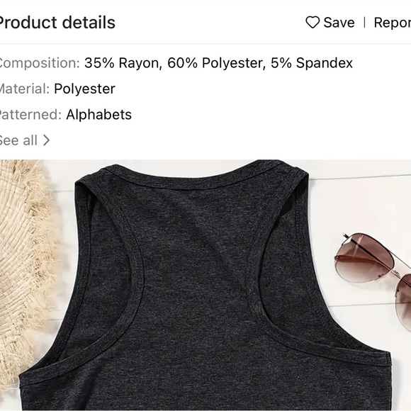 Letter Print Crew Neck Tank Top, Casual Sleeveless Tank Top For Summer, Women's - Picture 2 of 5